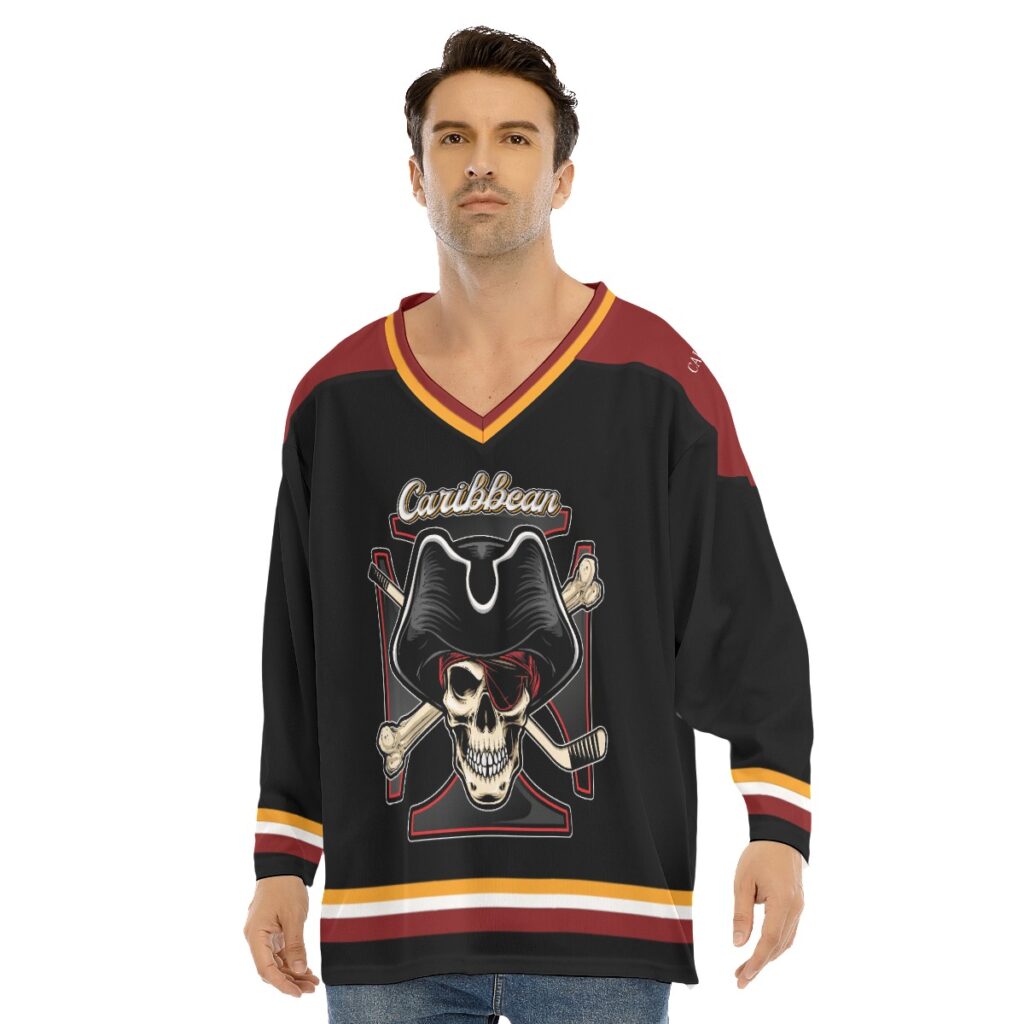 Caribbean Pirates - All-Over Print Men's V-Neck Hockey Jersey