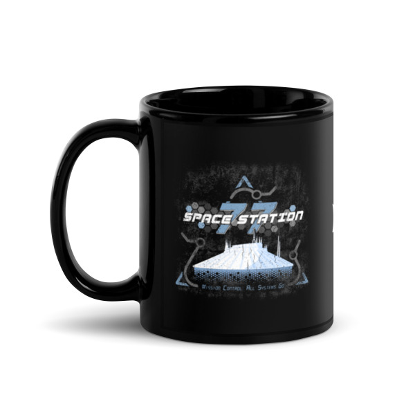 Space Station 77 (Vacation Ad) - Black Glossy Mug