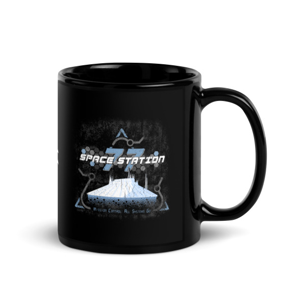 Space Station 77 (Vacation Ad) - Black Glossy Mug - Image 2